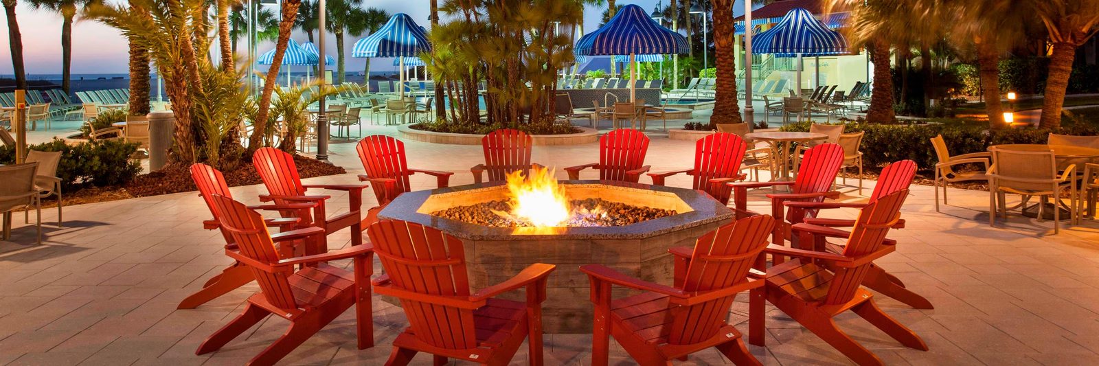 The fire pit at the resort